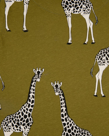 Kids' Khaki Giraffe Button Up Long Pyjama Set
